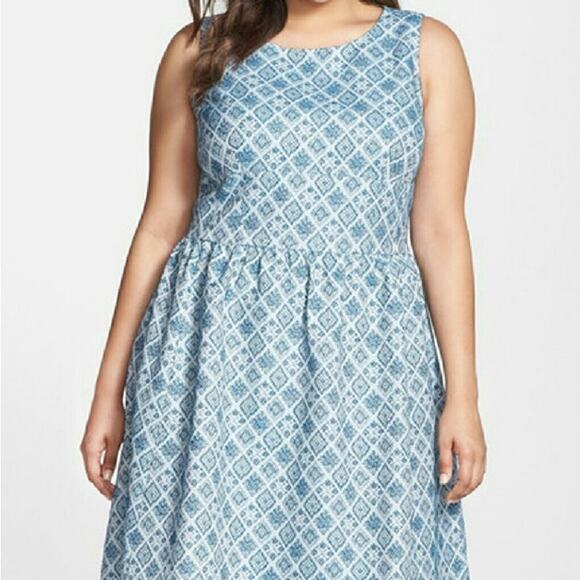 Halogen Dresses & Skirts - Halogen Sleeveless Fit & Flare Teal Diamond Dress 14 NWT
